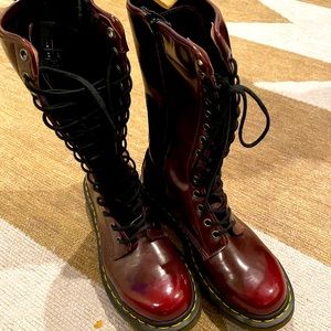 Cherry Red Dr Marten boots mid calf